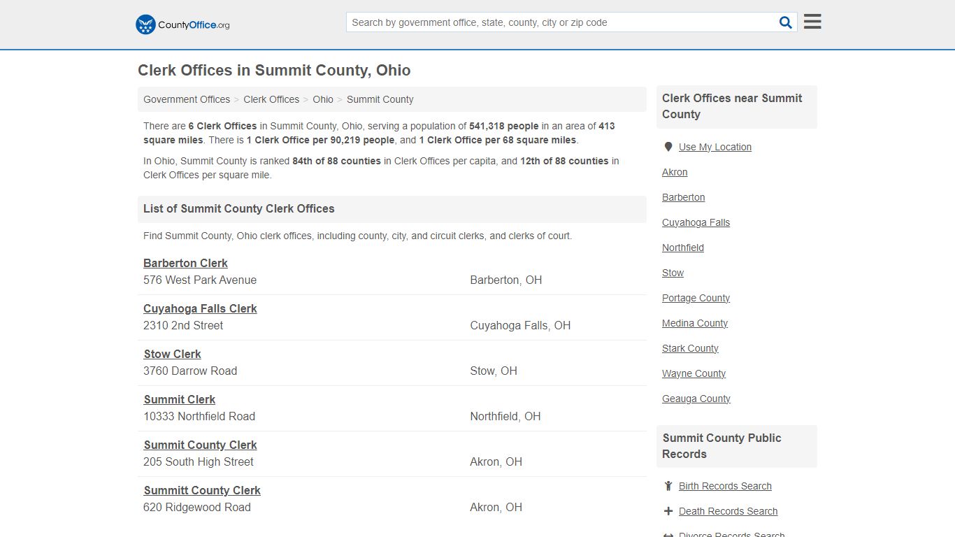 Clerk Offices - Summit County, OH (County & Court Records)